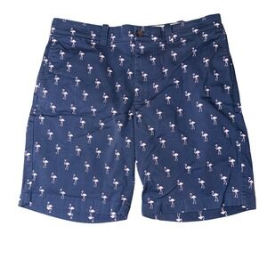 J.Crew Shorts 32 flat front chino Navy Blue Pink Flamingo 9 Inch Inseam Mens